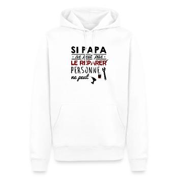 Si papa ne peut pas le reparer personne ne peut - Sweat à capuche Premium bio Homme - blanc - Devant - Nico (187cm)