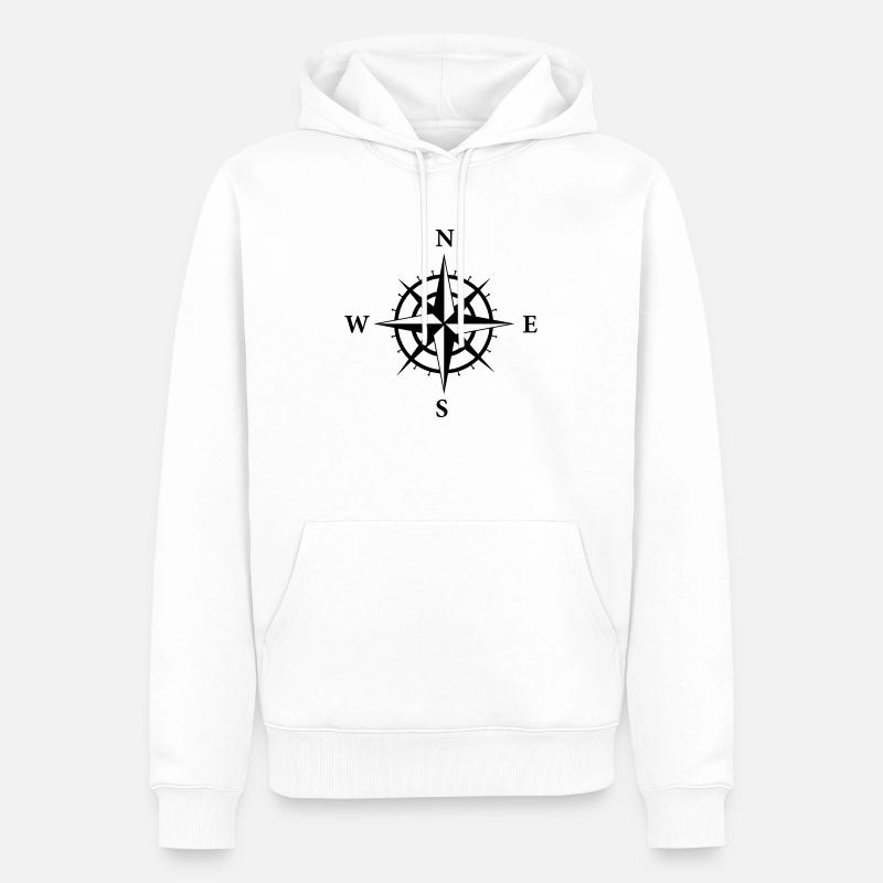 Kompass - Männer Premium Bio Hoodie - Weiß