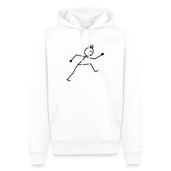 walking_stick_figure_1c - Männer Premium Bio Hoodie - Weiß - Vorne - Nico (187cm)