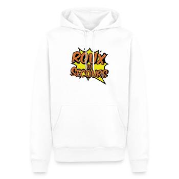 ROUX DE SECOURS COMIC STYLE - Sweat à capuche Premium bio Homme - blanc - Devant - Nico (187cm)