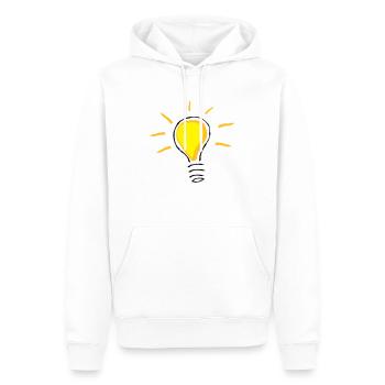 Gelbe Glühlampe angeschaltet - Männer Premium Bio Hoodie - Weiß - Vorne - Nico (187cm)