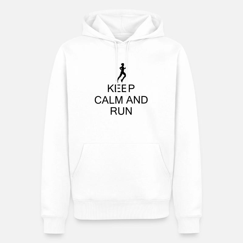 keep Calm and Run - Männer Premium Bio Hoodie - Weiß