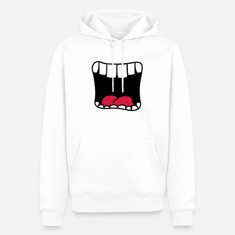 bouche hurlant grosse bouche bruellen dessin animé comique - Sweat à capuche Premium bio Homme - blanc
