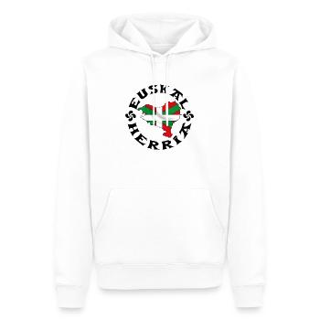 Euskal Herria - Pays Basque - Sweat à capuche Premium bio Homme - blanc - Devant - Nico (187cm)