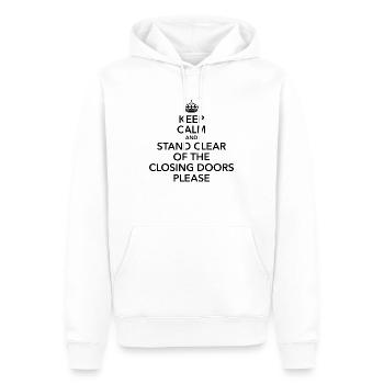 keep calm stand clear of the closing doors NYC - Männer Premium Bio Hoodie - Weiß - Vorne - Nico (187cm)
