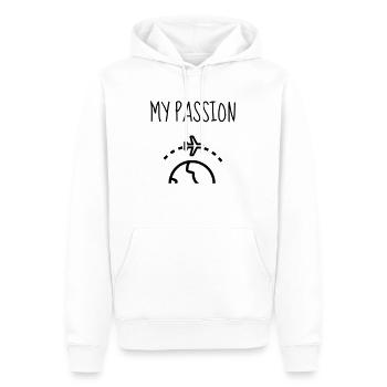 Voyage / Voyageur / Vacances / Voyager - Sweat à capuche Premium bio Homme - blanc - Devant - Nico (187cm)