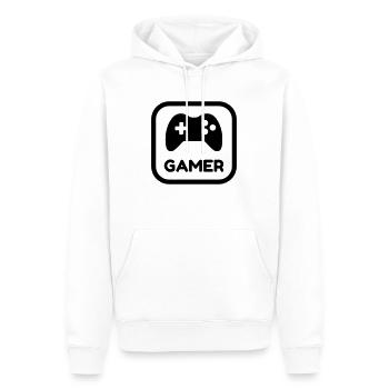gamer gaming geek game informatique jeux vidéo - Sweat à capuche Premium bio Homme - blanc - Devant - Nico (187cm)