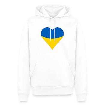 Flagge der Ukraine, ich bin mit der Ukraine - Männer Premium Bio Hoodie - Weiß - Vorne - Nico (187cm)