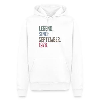 Légende depuis septembre 1978 - Sweat à capuche Premium bio Homme - blanc - Devant - Nico (187cm)