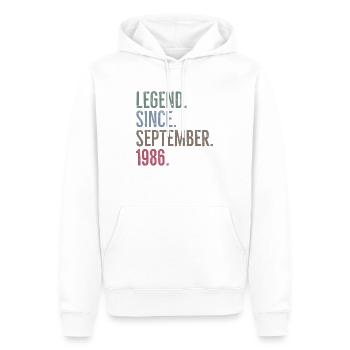 Légende depuis septembre 1986 - Sweat à capuche Premium bio Homme - blanc - Devant - Nico (187cm)