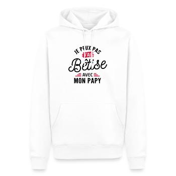 je peux pas j ai bêtise avec mon papy - Sweat à capuche Premium bio Homme - blanc - Devant - Nico (187cm)