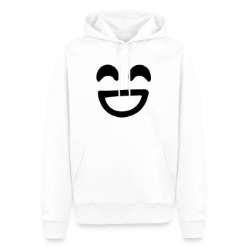Vettore del viso del sorriso - Felpa con cappuccio ecologica premium da uomo - bianco - Fronte - Nico (187cm)