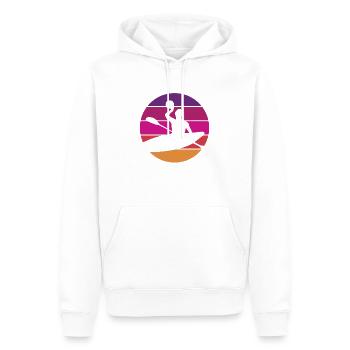 Kanupolo - Canoë Polo - Rétro - Vintage - Coucher de soleil - Sweat à capuche Premium bio Homme - blanc - Devant - Nico (187cm)