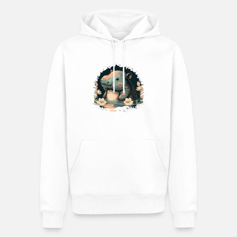 Nilpferd 6 - Männer Premium Bio Hoodie - Weiß
