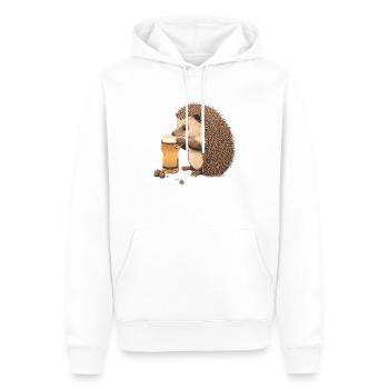 Hérisson mignon avec de la bière - Sweat à capuche Premium bio Homme - blanc - Devant - Nico (187cm)