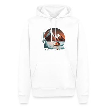 Camping dans les montagnes autour du feu de camp - Sweat à capuche Premium bio Homme - blanc - Devant - Nico (187cm)