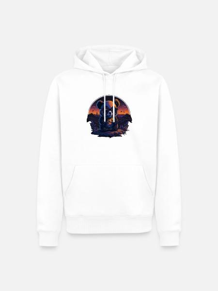 SÜßER PANDABÄR RETRO DESIGN - Männer Premium Bio Hoodie - Weiß