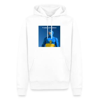 Captain Ukraine, Frieden und Freiheit - Männer Premium Bio Hoodie - Weiß - Vorne - Nico (187cm)