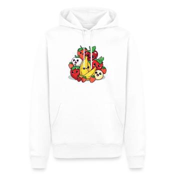 Les fruits kawaii n°2 - Sweat à capuche Premium bio Homme - blanc - Devant - Nico (187cm)