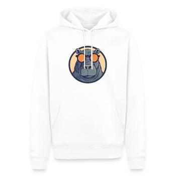 Nilpferd mit Sonnenbrille, Nilpferd, Wasserpferd - Männer Premium Bio Hoodie - Weiß - Vorne - Nico (187cm)