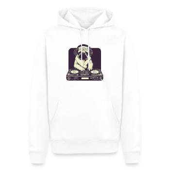 Mops Hund DJ Geschenkidee - DJ Hund - Männer Premium Bio Hoodie - Weiß - Vorne - Nico (187cm)