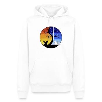 CHAT YING YANG - Sweat à capuche Premium bio Homme - blanc - Devant - Nico (187cm)