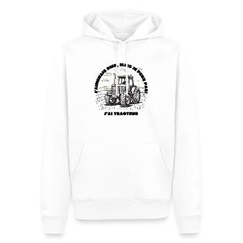 Je peux pas j'ai tracteur - Sweat à capuche Premium bio Homme - blanc - Devant - Nico (187cm)