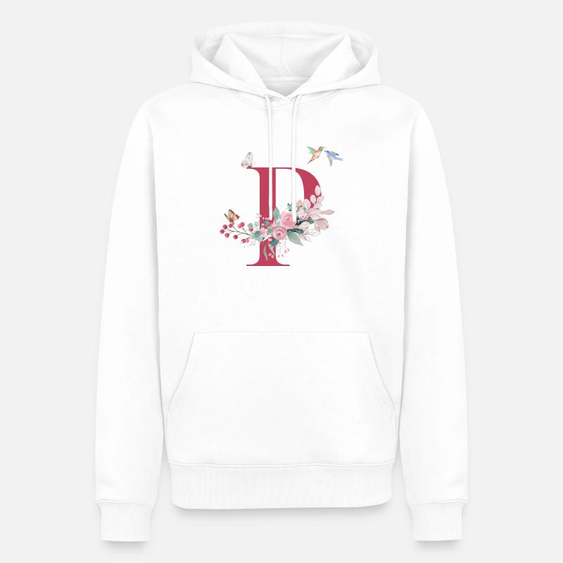 Buchstabe p floral - Geschenkidee - Männer Premium Bio Hoodie - Weiß