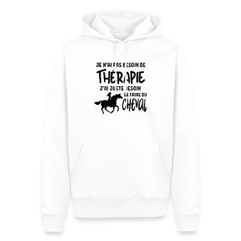 Faire du cheval dressage - Sweat à capuche Premium bio Homme - blanc - Devant - Nico (187cm)