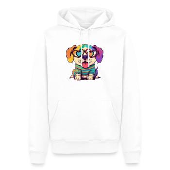 Arc-en-ciel Chien mignon portant des lunettes Coeur chiot Lov - Sweat à capuche Premium bio Homme - blanc - Devant - Nico (187cm)