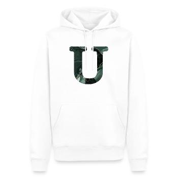 Lettre u marbré vert - Sweat à capuche Premium bio Homme - blanc - Devant - Nico (187cm)