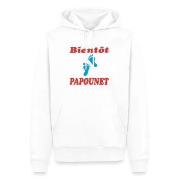 BIENTOT PAPOUNET - Sweat à capuche Premium bio Homme - blanc - Devant - Nico (187cm)