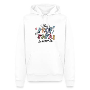 Elu prof et papa de l'année - Sweat à capuche Premium bio Homme - blanc - Devant - Nico (187cm)