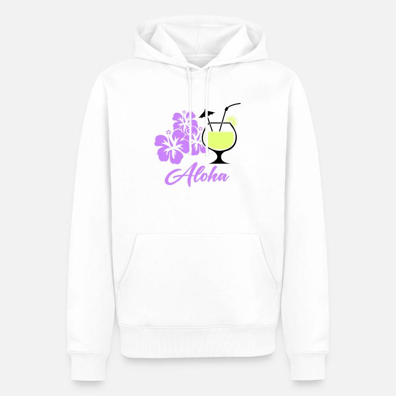 Cocktail Hibiscus Hawaï Aloha - Sweat à capuche Premium bio Homme - blanc