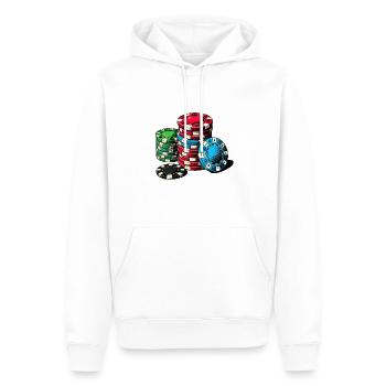 Poker - Männer Premium Bio Hoodie - Weiß - Vorne - Nico (187cm)