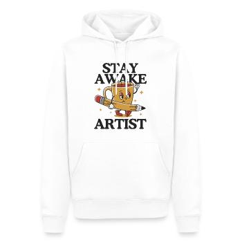 Bleib wach Künstler - Männer Premium Bio Hoodie - Weiß - Vorne - Nico (187cm)