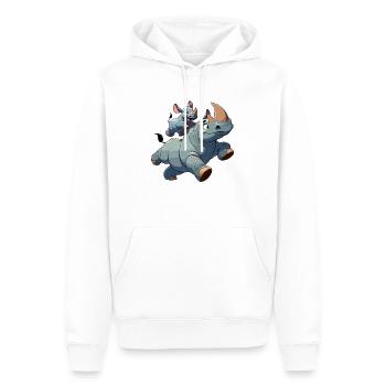 Nashorn mit herumtollendem Kind - Männer Premium Bio Hoodie - Weiß - Vorne - Nico (187cm)
