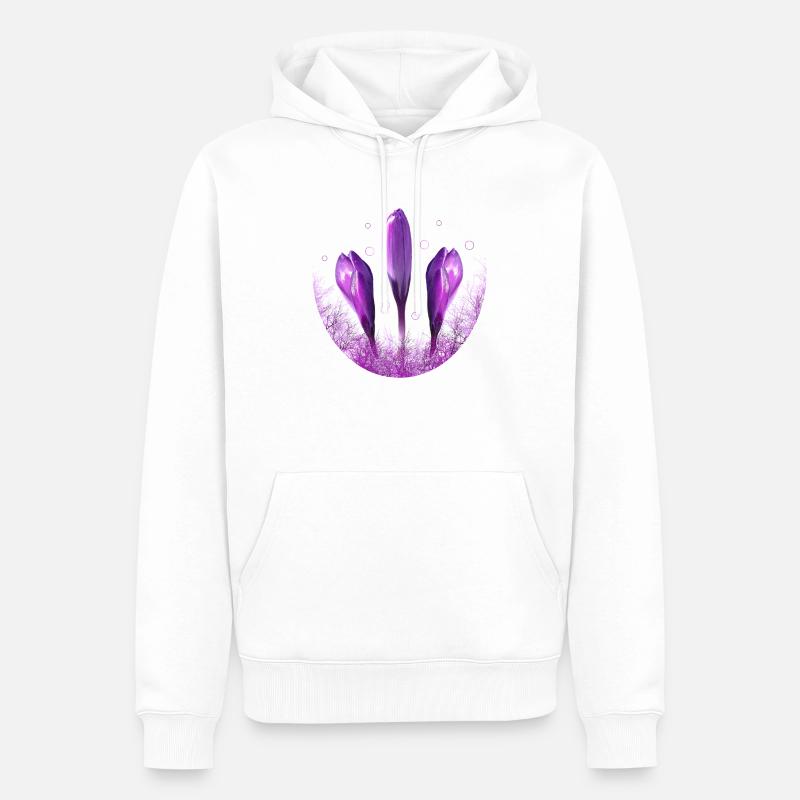 Crocus Crocus Fleurs Violettes - Sweat à capuche Premium bio Homme - blanc