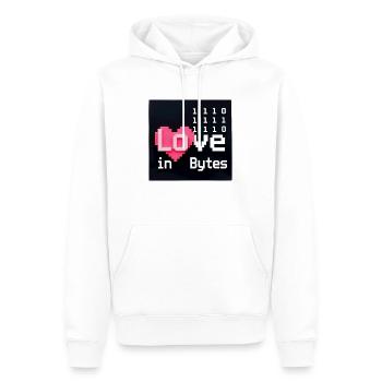 Liebe in Bytes Pixel Art - Männer Premium Bio Hoodie - Weiß - Vorne - Nico (187cm)