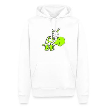 Bunny Big Giant Turtle Riding Waving Cute - Men’s Premium Organic Hoodie - white - Front - Nico (187cm)