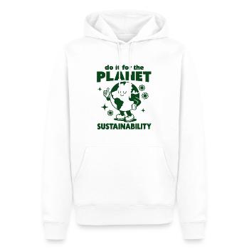 Coup de pouce à la planète - Sweat à capuche Premium bio Homme - blanc - Devant - Nico (187cm)