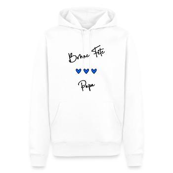 FÊTE DES PÈRES.BONNE FÊTE PAPA. PAPA. BONNE FÊTE - Sweat à capuche Premium bio Homme - blanc - Devant - Nico (187cm)