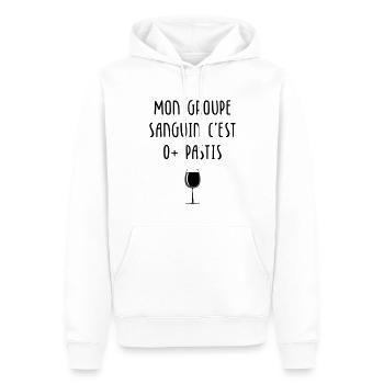 Mon groupe sanguin c'est O+ Pastis - Sweat à capuche Premium bio Homme - blanc - Devant - Nico (187cm)