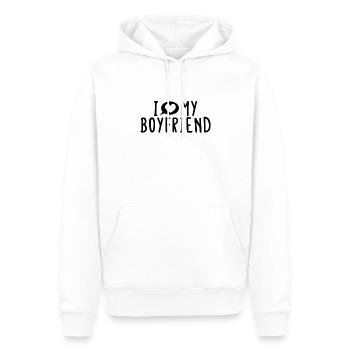 I love my Boyfriend Ich liebe meinen Freund - Men’s Premium Organic Hoodie - white - Front - Nico (187cm)