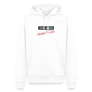 Send Nudes Send Money Send Reason to live - Men’s Premium Organic Hoodie - white - Front - Nico (187cm)