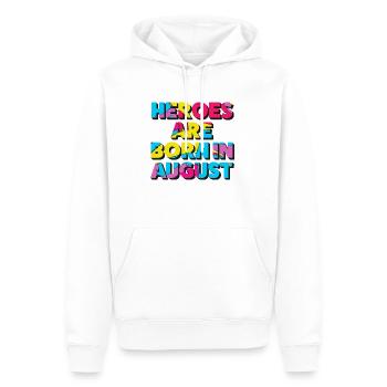 Les héros naissent en août - Sweat à capuche Premium bio Homme - blanc - Devant - Nico (187cm)