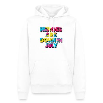 Les héros naissent en juillet - Sweat à capuche Premium bio Homme - blanc - Devant - Nico (187cm)