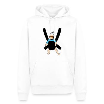 Carlos - Baby with sunglasses in carrying strap - Men’s Premium Organic Hoodie - white - Front - Nico (187cm)