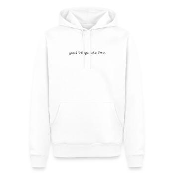 Good things take time. - Men’s Premium Organic Hoodie - white - Front - Nico (187cm)