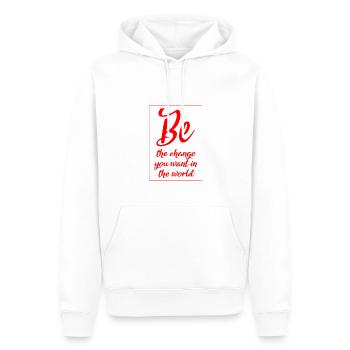 Be the change you want in the world - Men’s Premium Organic Hoodie - white - Front - Nico (187cm)
